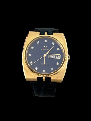 Rare montre Omega constellation or 18k cadran lapis lazuli & diamant