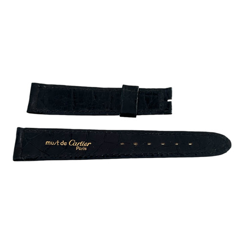 Bracelet Cartier cuir noir crocodile 20/17mm