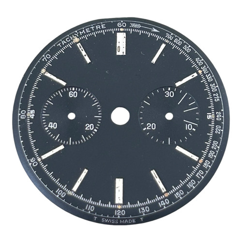 Vintage Chronographen-Zifferblatt schwarz 29,85mm
